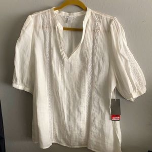 Nordstrom Signature White linen top L